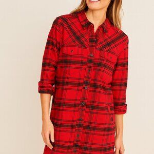 Duluth Trading Co. Red Plaid Flannel Shirtdress Small
